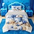 thumbnail image 1 of jejeloiu Sea Beach Shell Twin Comforter Sets Kids,Coastal Style Ocean Starfish Bedding Set,Reversible,2 Pieces, 1 of 8