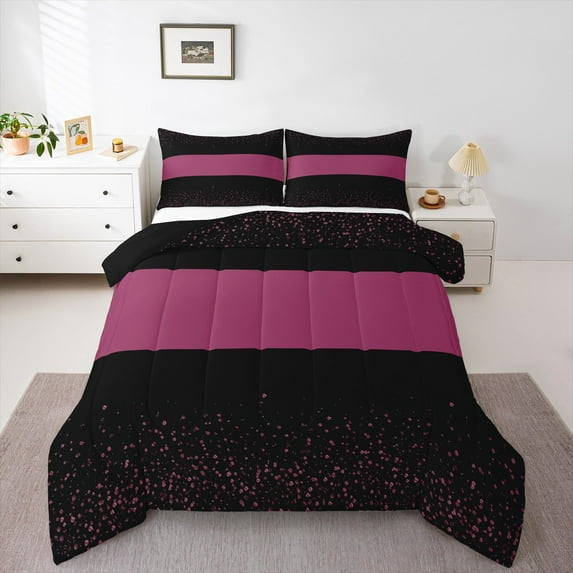 jejeloiu Sequin Print Full Size Comforter Sets,Modern Geometric Stripes Bedding Comforter Set,Gold White Bedding Sets,Lightweight Room Decor Reversible,3pcs