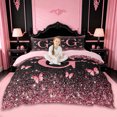 thumbnail image 1 of jejeloiu Sequin Print Initial G Queen Duvet Cover Set For Girls,Kawaii Pink Butterflies Bedding For Kids,Pink Reversible,3pcs(No Comforter), 1 of 6