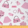 thumbnail image 1 of jejeloiu Shoes Skirt Gloves Fabric by the Yard 10 Yards,Romantic Flower Rose Room Decor Fabric by the Yard,Pink White Sewing Fabric For Princess,Ultra Soft Home Decor, 1 of 6