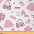 thumbnail image 1 of jejeloiu Shoes Skirt Gloves Fabric by the Yard 2 Yards,Romantic Flower Rose Room Decor Fabric by the Yard,Pink White Fabric for Sewing For Princess,Ultra Soft Home Decor, 1 of 6