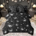 thumbnail image 1 of jejeloiu Silver Chic Butterflies 7pcs Bedding Comforter Set,Galaxy Starry Sky Queen Bedding Sets For Kids Reversible, 1 of 8