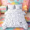 thumbnail image 1 of jejeloiu Simple Cat Line Pattern 7-Piece Twin Bedding Sets Kids,Minimal Print Bedding Comforter Set,Reversible, 1 of 7