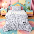 thumbnail image 1 of jejeloiu Simple Cat Line Pattern Twin Comforter Sets Kids,Minimal Print Bedding Set,Reversible,2pcs, 1 of 8