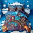 thumbnail image 1 of jejeloiu Skeleton Adventure Art 7 Pieces Bedding Comforter Set Kids,Spooky Print Full Bedding Set For Boys,Reversible, 1 of 7