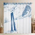 thumbnail image 1 of jejeloiu Sketch Artwork Black Out Curtains,Snowboard Ski Sports Curtains Pack of 2 (42x63 Each),White Blue Bedroom Curtains For Kids,Super Cozy Room Decor, 1 of 6