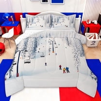 jejeloiu Skiing Game Twin Comforter Sets,Sport Gamer Bedding Set For Teens Reversible 2pcs