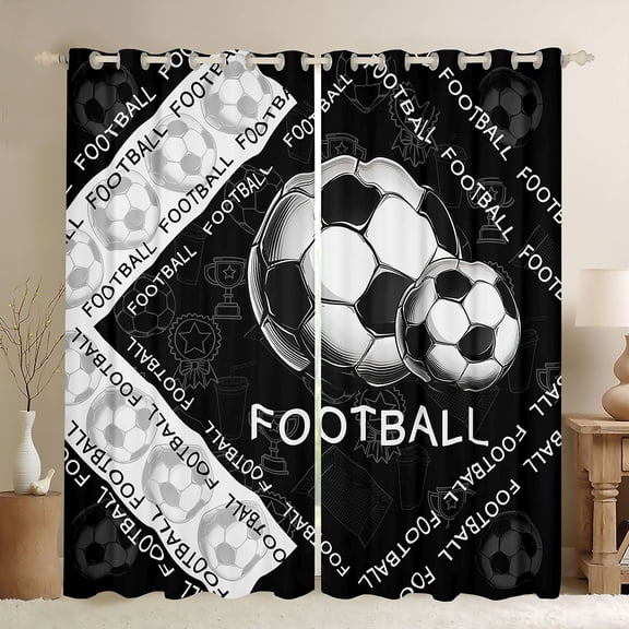 jejeloiu Soccer Game Black Out Curtains,Football Sport Gaming Curtains Pack of 2 (42x63 Each) For Boys Kids