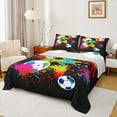 thumbnail image 1 of jejeloiu Soccer Sport Full Size Sheets,Graffiti Hippie Bed Sheets,Colorful Splashing Ink Sheet Sets For Boys Kids,Microfiber Bedroom Decorative,4 Pieces, 1 of 7