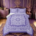 thumbnail image 1 of jejeloiu Soft Boho Queen Comforter Set For Men Women,Paisley Pattern Comforter Sets Queen,Purple White,Light Gray Reversible,3-Piece,1 Comforter and 2 Pillowcases, 1 of 7