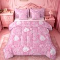 thumbnail image 1 of jejeloiu Soft Paisley 7-Piece King Bedding,Pastel Print King Bed in a Bag For Adults,Pink White,Pink Reversible, 1 of 7