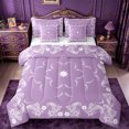thumbnail image 1 of jejeloiu Soft Paisley 7pcs Queen Bedding,Delicate Pattern Bedding Comforter Set Queen For Adults,Purple White,Reversible, 1 of 7