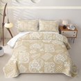 thumbnail image 1 of jejeloiu Soft Paisley Twin Quilt Set For Men Women,Light Print Twin Coverlet Set,Beige White,2-Piece, 1 of 7