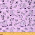 thumbnail image 1 of jejeloiu Southwest Cowboy Cowgirl Fabric by the Yard 1 Yard,Rustic Flower Cactus Home Decor Fabric by the Yard,Purple Fram Boots Sewing Fabric For Child,Luxury Bedroom Decor, 1 of 6