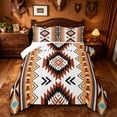 thumbnail image 1 of jejeloiu Southwestern Aztec Full Size Comforter Sets,Tribal Print Bedding Comforter Set For Boys,Brown White,Reversible,3pcs,1 Comforter and 2 Pillowcases, 1 of 7