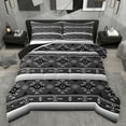 thumbnail image 1 of jejeloiu Southwestern Aztec Geometric Bedding Comforter Set,Boho Exotic Style Twin Comforter Sets,Gray Black Bedding Set For Men Women,Super Cozy Room Decor Reversible,2pcs, 1 of 8