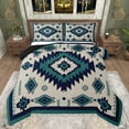 thumbnail image 1 of jejeloiu Southwestern Aztec Geometric Full Size Comforter Sets,Rustic Western Boho Bedding Comforter Set,Blue Black Triangle Rhombus Bedding Sets For Teens,Ultra Soft Home Decor Reversible,3pcs, 1 of 7