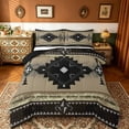 thumbnail image 1 of jejeloiu Southwestern Aztec Geometric Queen Comforter Set,Rustic Western Boho Bedding Sets,Brown Black Triangle Rhombus Bedding Comforter Set For Teens,Ultra Soft Home Decor Reversible,3-Piece, 1 of 8