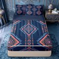 thumbnail image 1 of jejeloiu Southwestern Aztec Zipper Twin Comforter Sets with Fitted Sheet and 2 Pillowcases For Men Women,Boho Pattern Zipper Bedding Set,Navy Pink,Navy Blue Reversible,4-Piece, 1 of 7