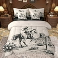 thumbnail image 1 of jejeloiu Southwestern Cowboys 7-Piece Bedding Comforter Set,Rustic Western Farmhouse King Bedding Sets,Brown Hand Drawn Bed Sheets For Men Women,Ultra Soft Home Decor Reversible, 1 of 8