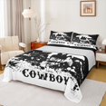 thumbnail image 1 of jejeloiu Southwestern Cowboys Twin Sheet Sets,Vintage Splashing Ink Artwork Twin Fitted Sheet,White Black Flat Sheet For Boys Teens,Ultra Soft Home Decor,3pcs, 1 of 7