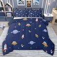 thumbnail image 1 of jejeloiu Space Astronaut Planet Twin Comforter Sets,Cartoon Rocket Aircraft Bedding Set For Teens Reversible 2-Piece, 1 of 8