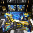 thumbnail image 1 of jejeloiu Speed Racing Car 7pcs Bedding Comforter Set,Extreme Sport Lovers Queen Bedding Sets,Yellow Blue Queen Sheet Sets For Boys Kids,Breathable Home Decor Reversible, 1 of 8