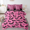 thumbnail image 1 of jejeloiu Spooky Bats Twin Bedding Sets 7-Piece,Halloween Theme Bedding Comforter Set,Pink Black Sheet Sets For Girls,Lightweight Room Decor Reversible, 1 of 8