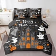thumbnail image 1 of jejeloiu Spooky Castle Twin Bedding Sets 7-Piece,Happy Halloween Bedding Comforter Set,Cute Ghost Pumpkin Sheet Sets For Child,Microfiber Bedroom Decor Reversible, 1 of 8