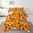 thumbnail image 1 of jejeloiu Spooky Ghost Pumpkin Queen Comforter Set,Happy Halloween Bedding Sets,Spider Webs Bat Bedding Comforter Set,Microfiber Room Decorative Reversible,3-Piece, 1 of 8