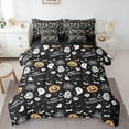 thumbnail image 1 of jejeloiu Spooky Halloween 7-Piece Bedding Comforter Set,Trick Or Treat King Bedding Sets,Cartoon Ghost Bats Pumpkin Lantern Bed Sheets For Teens,Microfiber Bedroom Decor Reversible, 1 of 8
