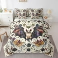 thumbnail image 1 of jejeloiu Spooky Halloween Bats Bedding Comforter Set 7-Piece,Horror Gothic Theme King Bedding Sets,Retro Country Flower Bed Sheets For Child,Microfiber Bedroom Decor Reversible, 1 of 8
