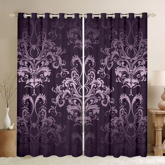 jejeloiu Spooky Halloween Spider Blackout Curtains Set of 2 (52x84 Each),Vintage Bohemian Flowers Window Curtains,Red Damask Floral Curtains and Drapes For Adults,Ultra Soft Home Decor