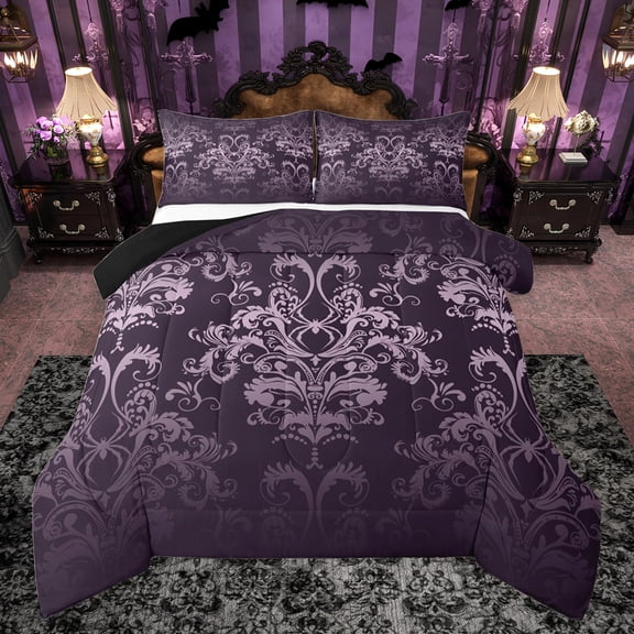 jejeloiu Spooky Halloween Spider Queen Comforter Set,Vintage Bohemian Flowers Bedding Sets,Red Damask Floral Bedding Comforter Set For Adults,Ultra Soft Home Decor Reversible,3-Piece