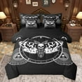 thumbnail image 1 of jejeloiu Spooky Moth Skull 7-Piece Bedding Comforter Set,Boho Exotic Style King Bedding Sets,White Black Bed Sheets For Bots Teens,Luxury Bedroom Decor Reversible, 1 of 8