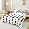thumbnail image 1 of jejeloiu Spooky Skull Bed Sheets,Gothic Skeleton King Sheets,White Black Sheet Set For Girls Boys,Ultra Soft Home Decor,4 Pieces, 1 of 7