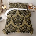 thumbnail image 1 of jejeloiu Spooky Skull Bed Spread Queen,Damask Pattern Queen Coverlet Set For Adults,Gold Black,3-Piece, 1 of 7