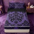 thumbnail image 1 of jejeloiu Spooky Skull Zipper Twin Comforter Sets with Fitted Sheet and 2 Pillowcases,Damask Pattern Zipper Bedding Set For Adults,Purple Black,Black Reversible,4-Piece, 1 of 7