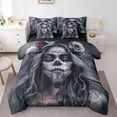 thumbnail image 1 of jejeloiu Spooky Sugar Skull Bedding Comforter Set 7-Piece,Happy Halloween King Bedding Sets,Gothic Theme Bed Sheets For Boys Girl,Breathable Home Decor Reversible, 1 of 8