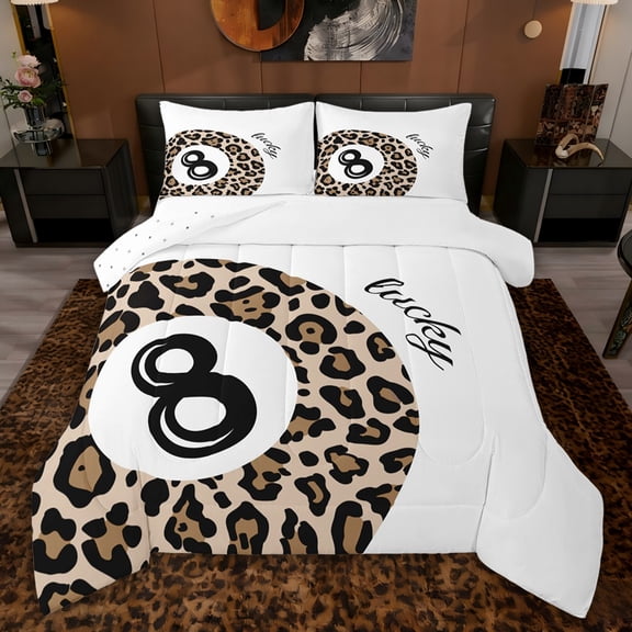 jejeloiu Sport Billiard Print Queen Comforter Set,Kids Ball Games Bedding Comforter Set For Teens Reversible 3pcs