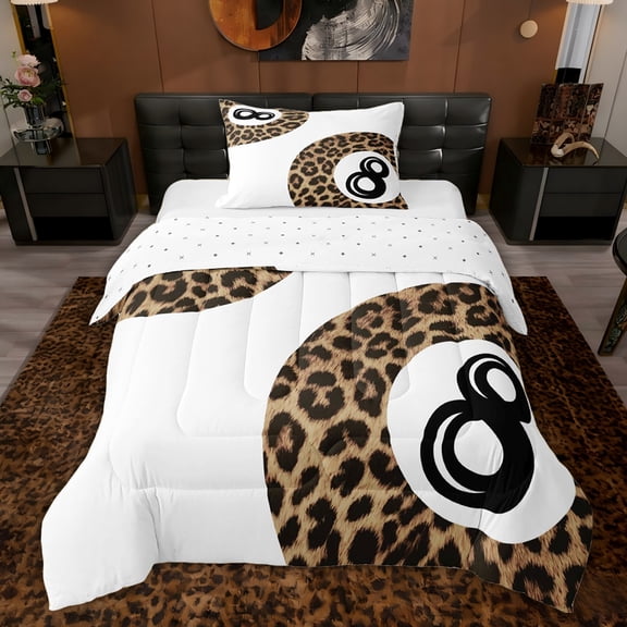 jejeloiu Sport Billiard Print Twin Comforter Sets,Kids Ball Games Bedding Set For Teens Reversible 2-Piece