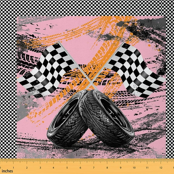 jejeloiu Sports Car Fabric by the Yard 10 Yards,Extreme Sport Theme Room Decor Fabric by the Yard,Pink Oil Painting Sewing Fabric For Teens,Super Cozy Room Decor