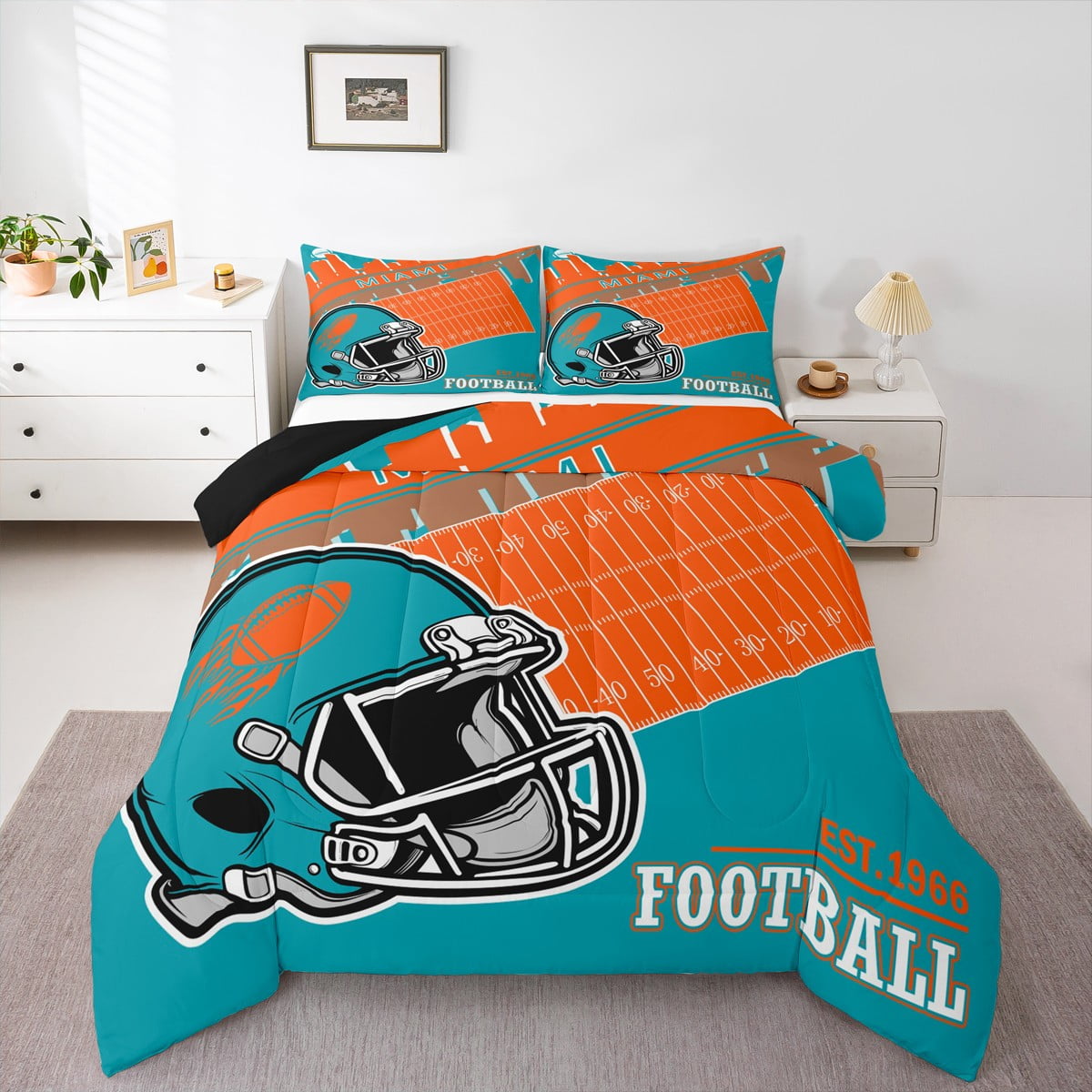 jejeloiu Sports Theme Full Size Comforter Sets,American Football