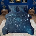 thumbnail image 1 of jejeloiu Starry Sky 7-Piece Twin Bedding Sets,Galaxy Universe Bedding Comforter Set,Blue White Sheet Sets For Teens,Super Cozy Room Decor Reversible, 1 of 8