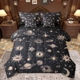 thumbnail image 1 of jejeloiu Stars Planet Moon 7-Piece Twin Bedding Sets,Universe Galaxy Bedding Comforter Set,Beige Black Sheet Sets For Adults,Microfiber Bedroom Decor Reversible, 1 of 8