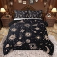 thumbnail image 1 of jejeloiu Stars Planet Moon Queen Comforter Set,Universe Galaxy Bedding Sets,Beige Black Bedding Comforter Set For Adults,Microfiber Bedroom Decor Reversible,3-Piece, 1 of 8