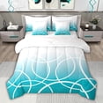 thumbnail image 1 of jejeloiu Stripes Lines Circle 7-Piece Twin Bedding Sets,Cyan White Bedding Comforter Set For Teens Kids Reversible, 1 of 8