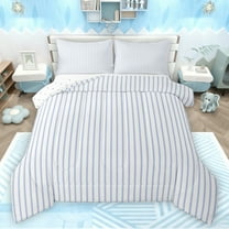 jejeloiu Stripes Lines Geometric Bedding Comforter Set,Modern Abstract Art Twin Comforter Sets,Blue White Bedding Set For Adults,Ultra Soft Home Decor Reversible,2 Pieces