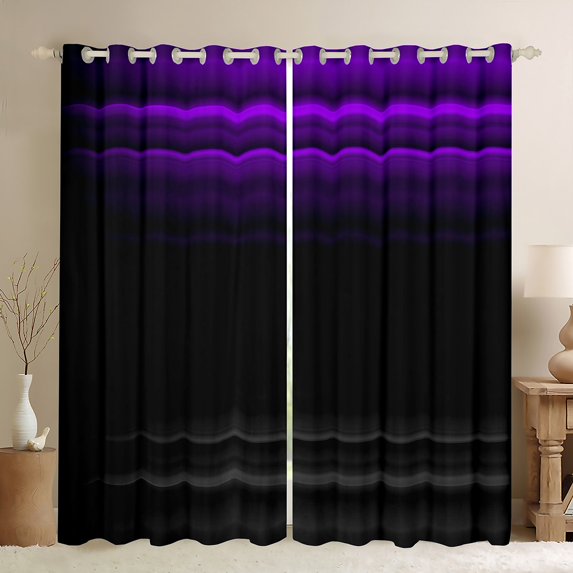 jejeloiu Stripes Lines Geometric Curtains Pack of 2 (42x84 Each),Minimalist Desgin Curtains Blackout,Purple Black Bedroom Curtains For Adults,Ultra Soft Home Decor