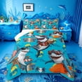 thumbnail image 1 of jejeloiu Summer Party Shark Full Size Comforter Sets,Beach Chair Coconut Print Bedding Comforter Set For Boys,Bright Blue,Reversible,3 Pieces,1 Comforter and 2 Pillowcases, 1 of 7